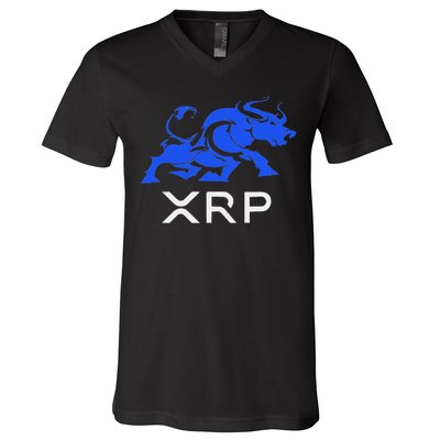 Ripple Xrp Bullrun To The Moon Cryptocurrency Coin Token V-Neck T-Shirt