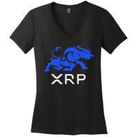 Ripple Xrp Bullrun To The Moon Cryptocurrency Coin Token Women's V-Neck T-Shirt