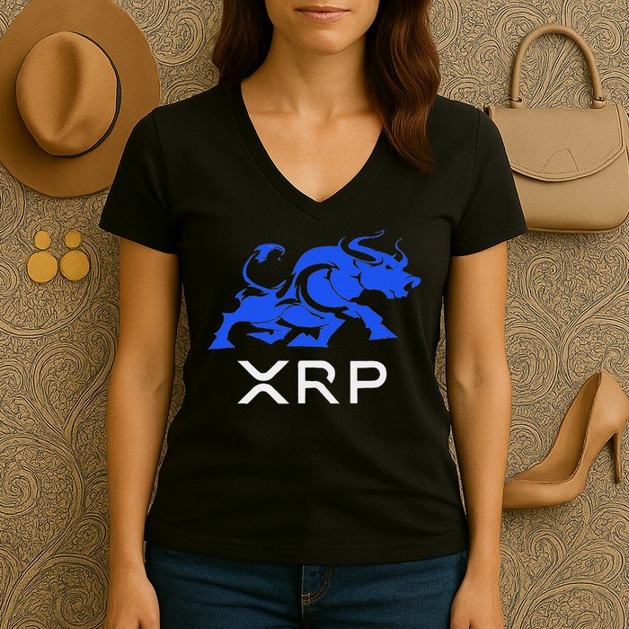Ripple Xrp Bullrun To The Moon Cryptocurrency Coin Token Women's V-Neck T-Shirt