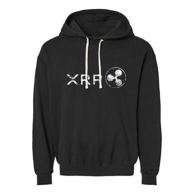Ripple Xrp Crypto Token Blockchain Technology White Vintage Garment-Dyed Fleece Hoodie