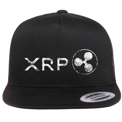 Ripple Xrp Crypto Token Blockchain Technology White Vintage Flat Bill Trucker Hat