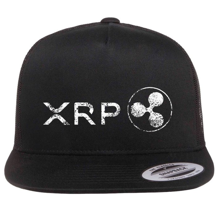 Ripple Xrp Crypto Token Blockchain Technology White Vintage Flat Bill Trucker Hat