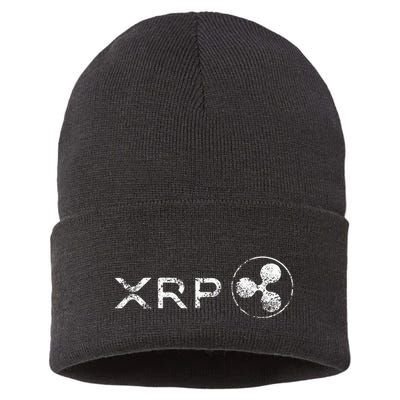 Ripple Xrp Crypto Token Blockchain Technology White Vintage Sustainable Knit Beanie