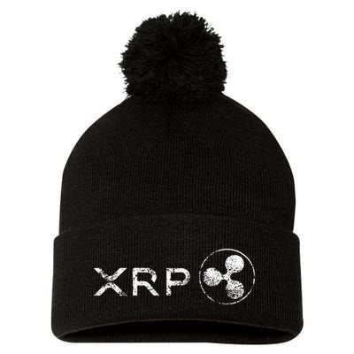 Ripple Xrp Crypto Token Blockchain Technology White Vintage Pom Pom 12in Knit Beanie