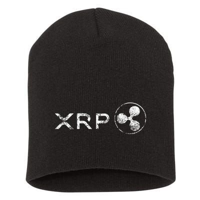 Ripple Xrp Crypto Token Blockchain Technology White Vintage Short Acrylic Beanie
