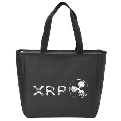 Ripple Xrp Crypto Token Blockchain Technology White Vintage Zip Tote Bag
