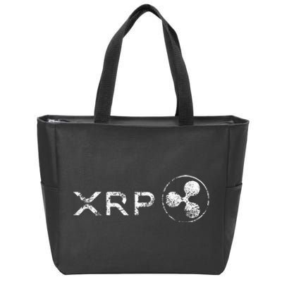 Ripple Xrp Crypto Token Blockchain Technology White Vintage Zip Tote Bag