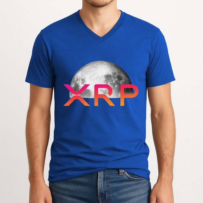 Ripple Xrp Coin Moon Xrp Army Crypto Cryptocurrency V-Neck T-Shirt