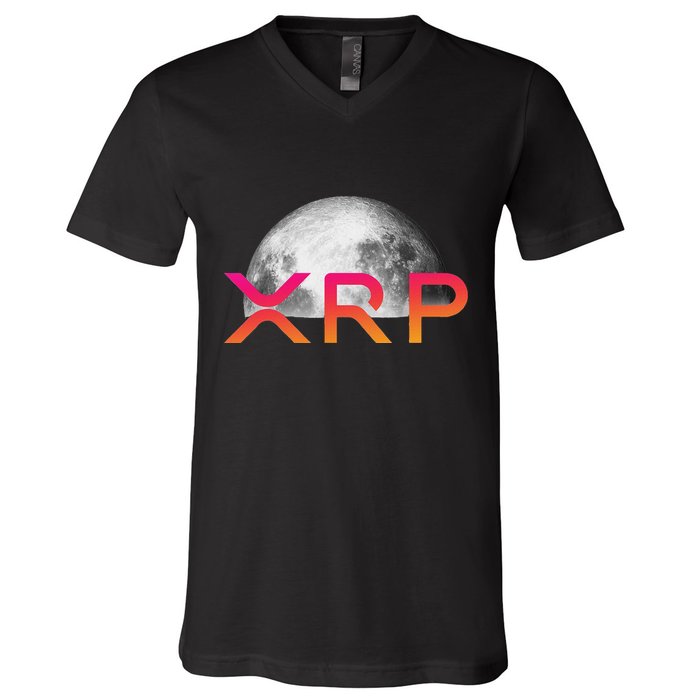 Ripple Xrp Coin Moon Xrp Army Crypto Cryptocurrency Xrp V-Neck T-Shirt