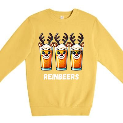 Reinbeers Xmas Funny Reindeer Beer Christmas Drinking Gift Premium Crewneck Sweatshirt