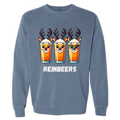 Reinbeers Xmas Funny Reindeer Beer Christmas Drinking Gift Garment-Dyed Sweatshirt