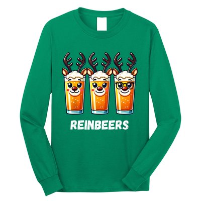 Reinbeers Xmas Funny Reindeer Beer Christmas Drinking Gift Long Sleeve Shirt