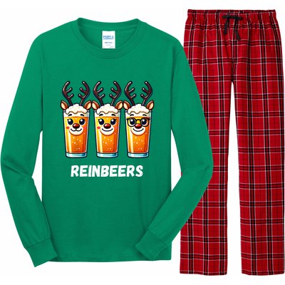 Reinbeers Xmas Funny Reindeer Beer Christmas Drinking Gift Long Sleeve Pajama Set