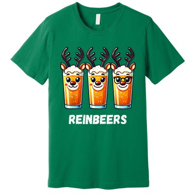 Reinbeers Xmas Funny Reindeer Beer Christmas Drinking Gift Premium T-Shirt