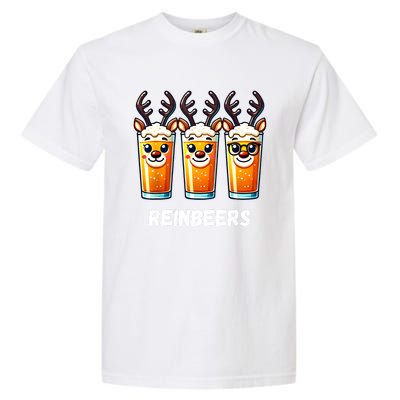 Reinbeers Xmas Funny Reindeer Beer Christmas Drinking Gift Garment-Dyed Heavyweight T-Shirt