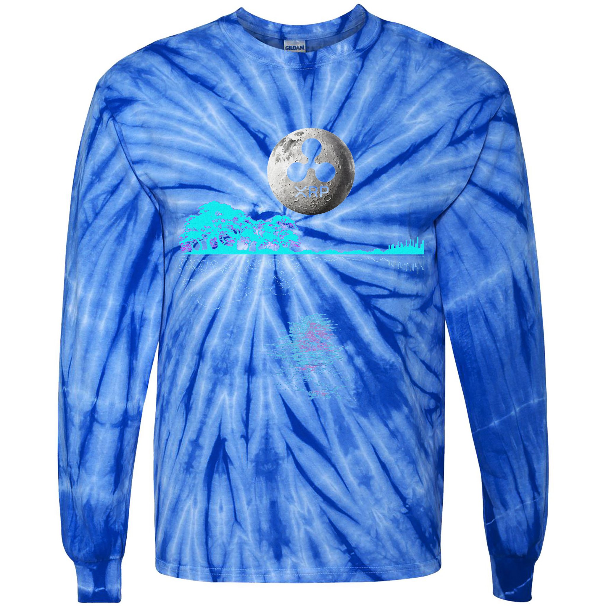 Ripple Xrp Guitar Lake Moon Tie-Dye Long Sleeve Shirt
