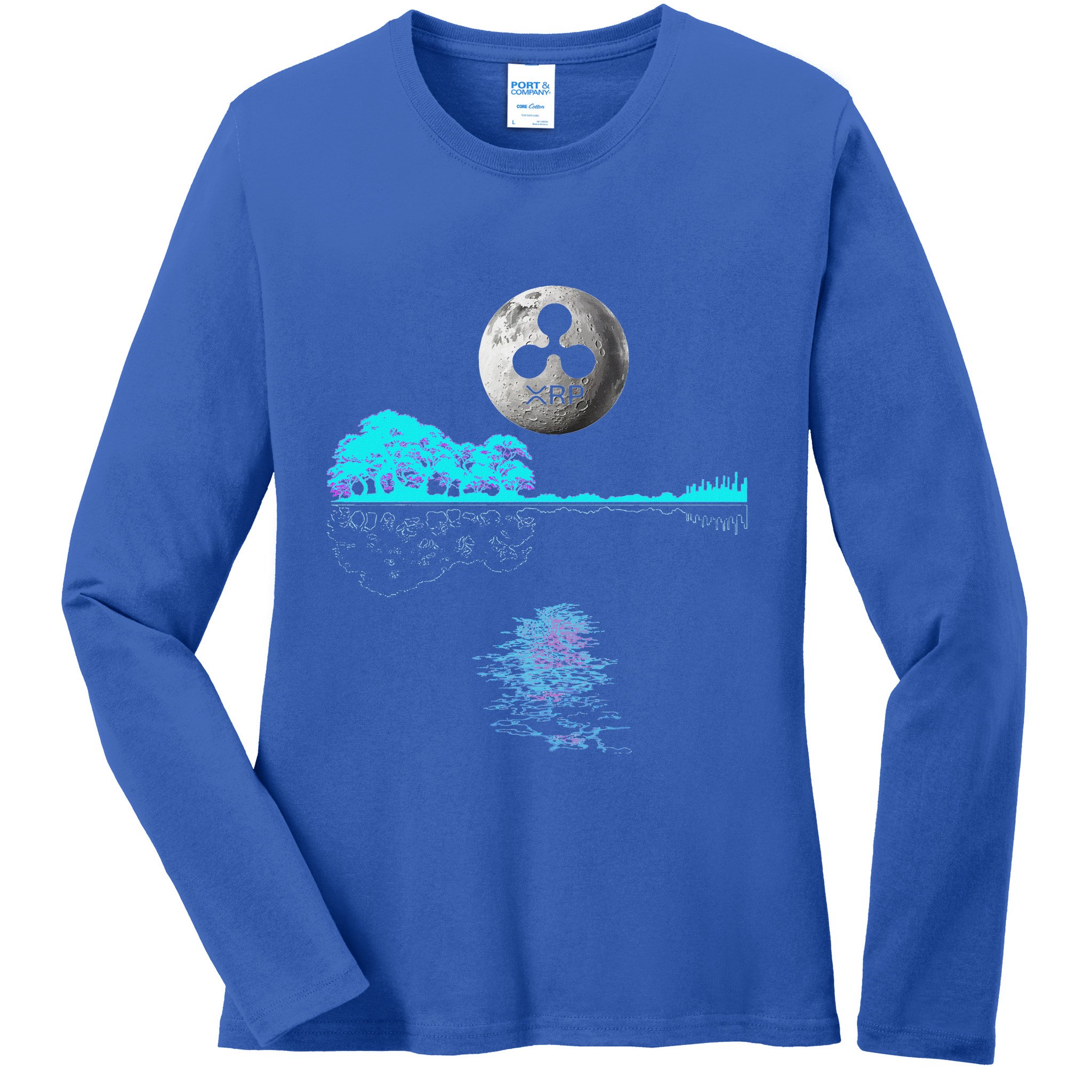 Ripple Xrp Guitar Lake Moon Ladies Long Sleeve Shirt