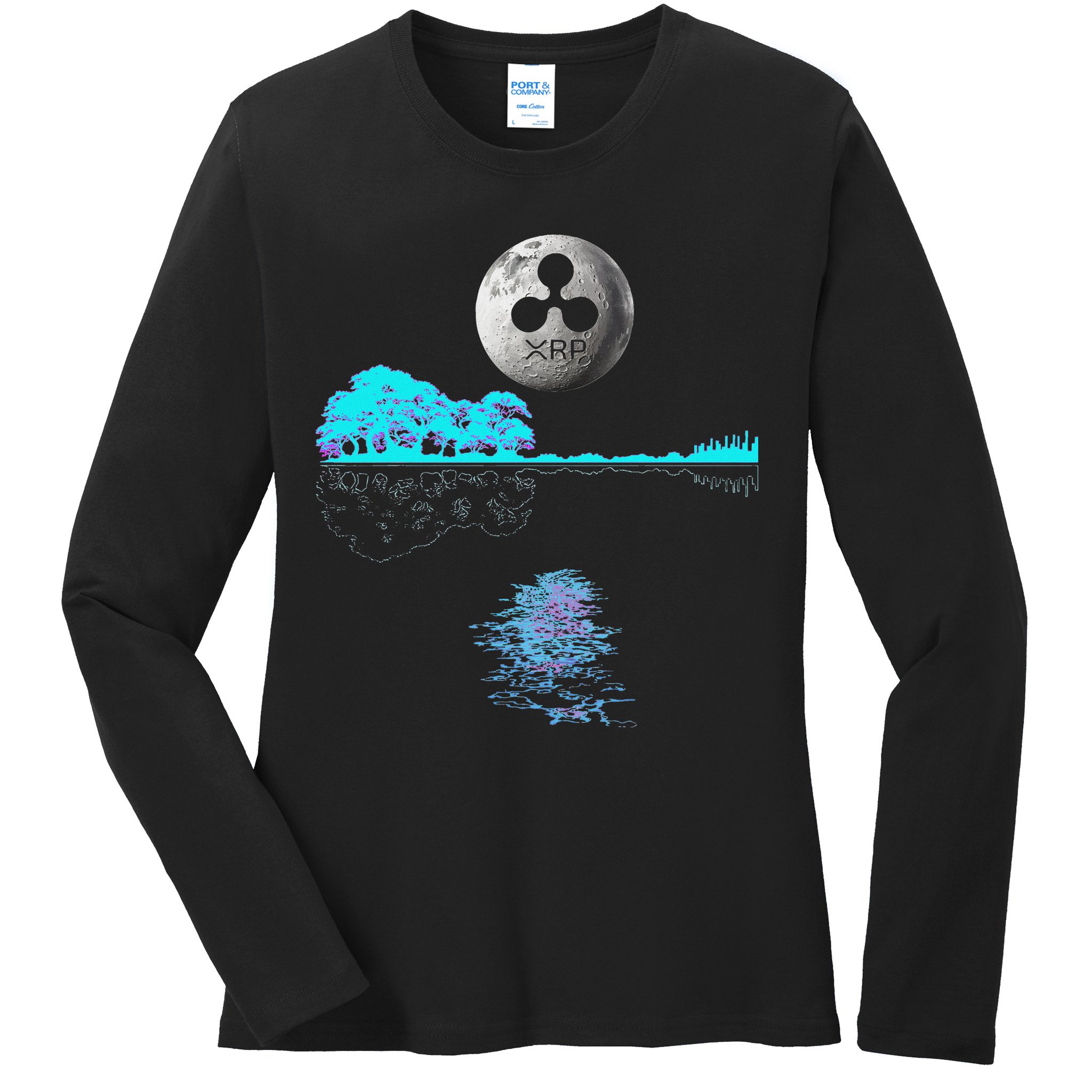 Ripple Xrp Guitar Lake Moon Ripple Hodler Ladies Long Sleeve Shirt