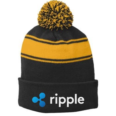 Ripple Xrp Logo Crypto Trading Trader Gift Cryptocurrency Stripe Pom Pom Beanie