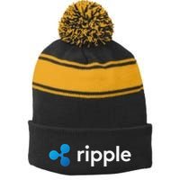 Ripple Xrp Logo Crypto Trading Trader Gift Cryptocurrency Stripe Pom Pom Beanie