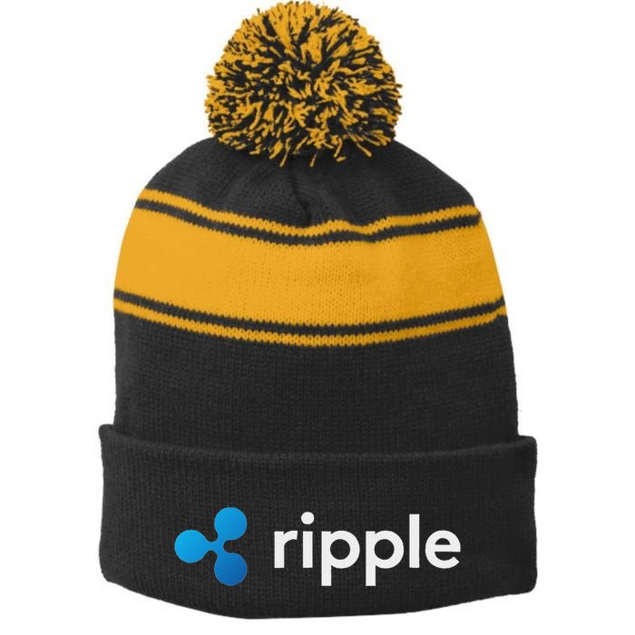 Ripple Xrp Logo Crypto Trading Trader Gift Cryptocurrency Stripe Pom Pom Beanie