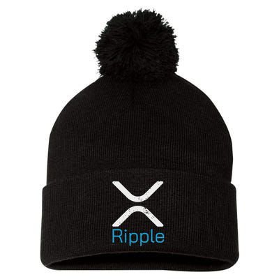 Ripple Xrp Logo Vintage Ripple Hodler Pom Pom 12in Knit Beanie