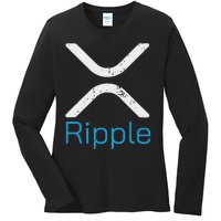 Ripple Xrp Logo Vintage Ripple Hodler Ladies Long Sleeve Shirt