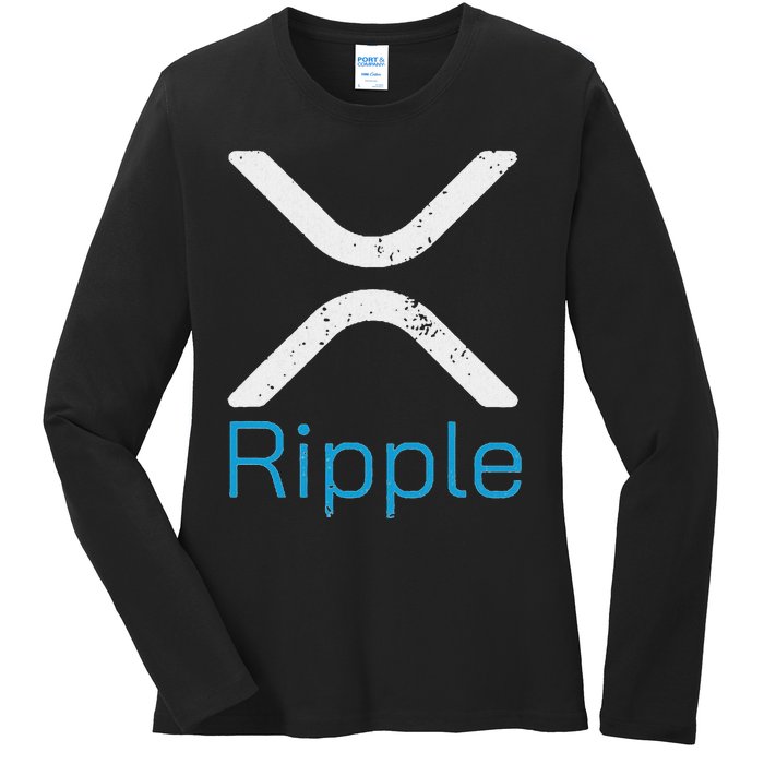 Ripple Xrp Logo Vintage Ripple Hodler Ladies Long Sleeve Shirt