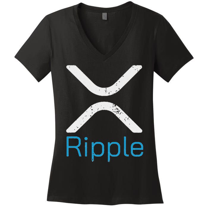 Ripple Xrp Logo Vintage Ripple Hodler Women's V-Neck T-Shirt