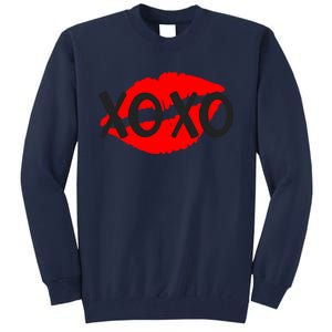 Retro Xoxo Lip Checkered Valentines Day Tall Sweatshirt