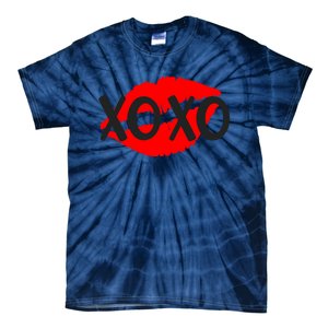 Retro Xoxo Lip Checkered Valentines Day Tie-Dye T-Shirt