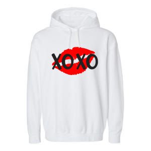 Retro Xoxo Lip Checkered Valentines Day Garment-Dyed Fleece Hoodie