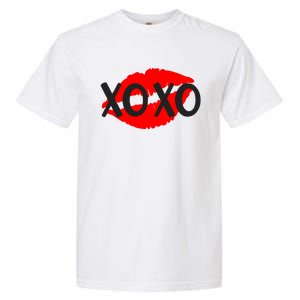 Retro Xoxo Lip Checkered Valentines Day Garment-Dyed Heavyweight T-Shirt