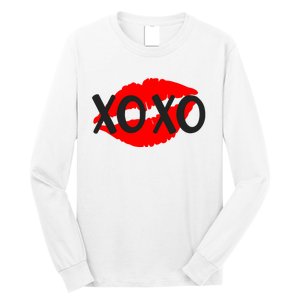 Retro Xoxo Lip Checkered Valentines Day Long Sleeve Shirt