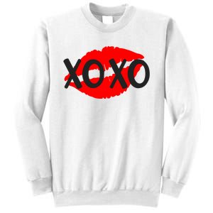 Retro Xoxo Lip Checkered Valentines Day Sweatshirt