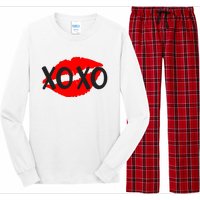 Retro Xoxo Lip Checkered Valentines Day Long Sleeve Pajama Set