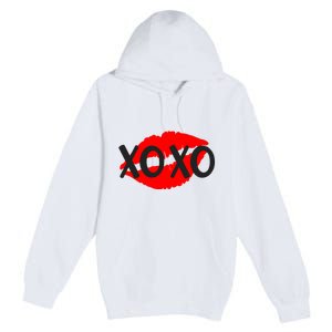 Retro Xoxo Lip Checkered Valentines Day Premium Pullover Hoodie