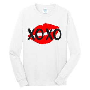 Retro Xoxo Lip Checkered Valentines Day Tall Long Sleeve T-Shirt