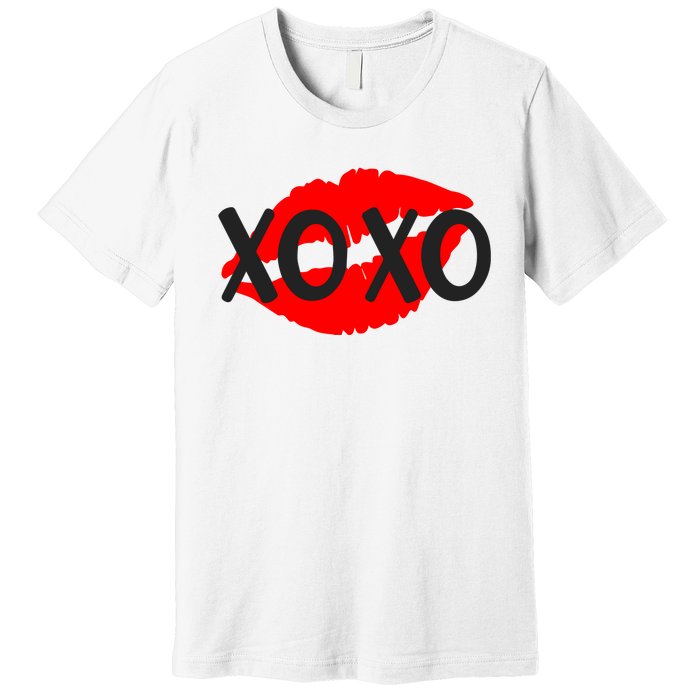 Retro Xoxo Lip Checkered Valentines Day Premium T-Shirt