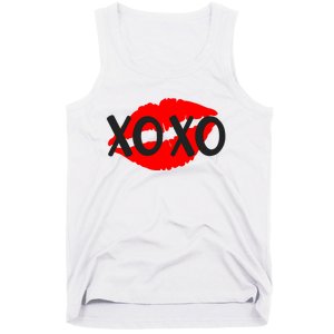 Retro Xoxo Lip Checkered Valentines Day Tank Top