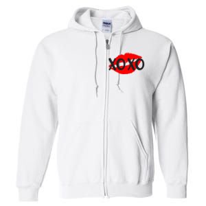 Retro Xoxo Lip Checkered Valentines Day Full Zip Hoodie