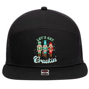 Retro Xmas Lets Get Crackin Nutcracker Christmas 7 Panel Mesh Trucker Snapback Hat