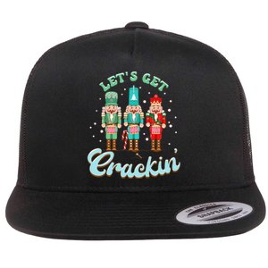 Retro Xmas Lets Get Crackin Nutcracker Christmas Flat Bill Trucker Hat