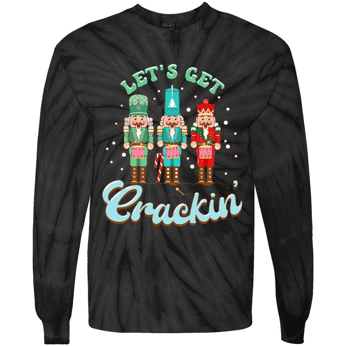 Retro Xmas Lets Get Crackin Nutcracker Christmas Tie-Dye Long Sleeve Shirt