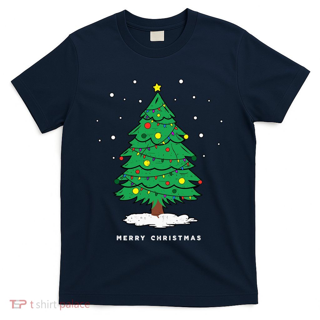 Retro Xmas Merry Christmas Tree Lights T-Shirt