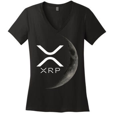 Ripple Xrp Moon Women's V-Neck T-Shirt