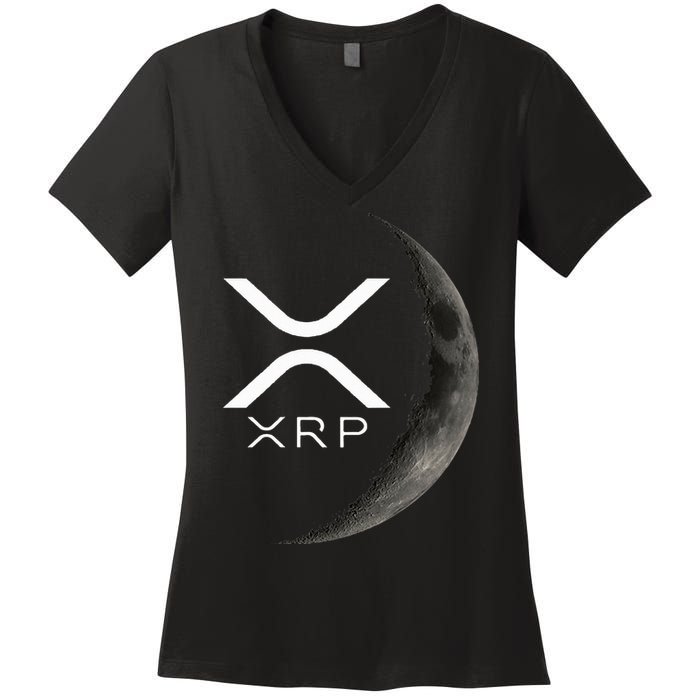 Ripple Xrp Moon Women's V-Neck T-Shirt