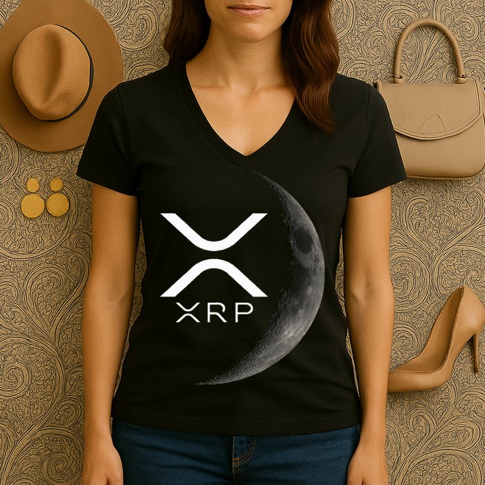 Ripple Xrp Moon Women's V-Neck T-Shirt