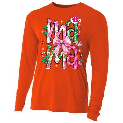 Retro Xmas Mama Coquette Bows Christmas Pajamas Gift Cooling Performance Long Sleeve Crew