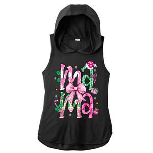 Retro Xmas Mama Coquette Bows Christmas Pajamas Gift Ladies PosiCharge Tri-Blend Wicking Draft Hoodie Tank